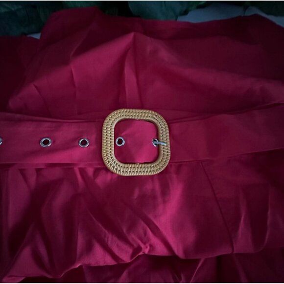 Red Two-Piece Maxi Skirt & Crop Top Set With Belt - XL - Metamorphosis Girl - Picture 5 of 7